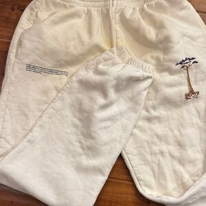 Pangaia Cream Joggers with Embroidery